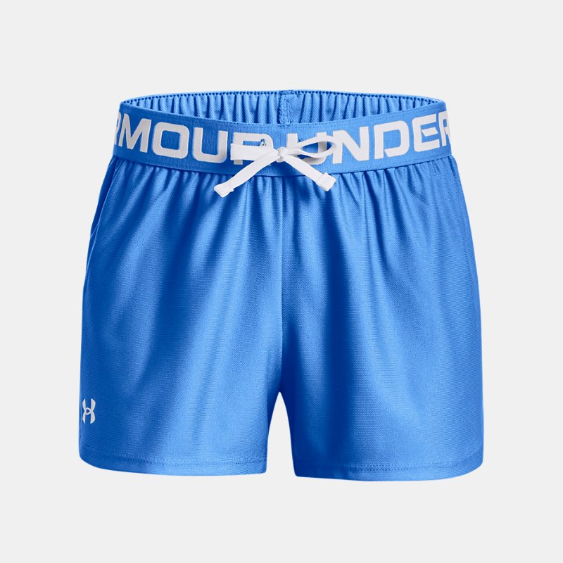 Girls' Under Armour Play Up Shorts Water / White YSM (127 - 137 cm)